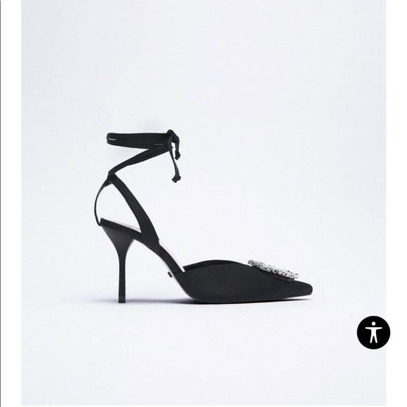 NWT Zara heels with sparkly brooch - Picture 5 of 7